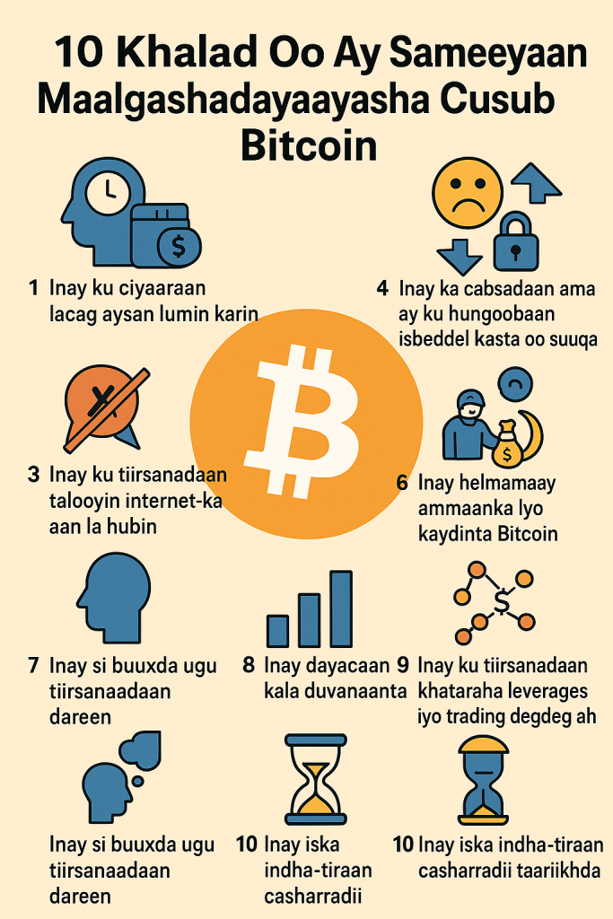 10 Khalad Oo Ay Sameeyaan Maalgashadayaasha Cusub Bitcoin
