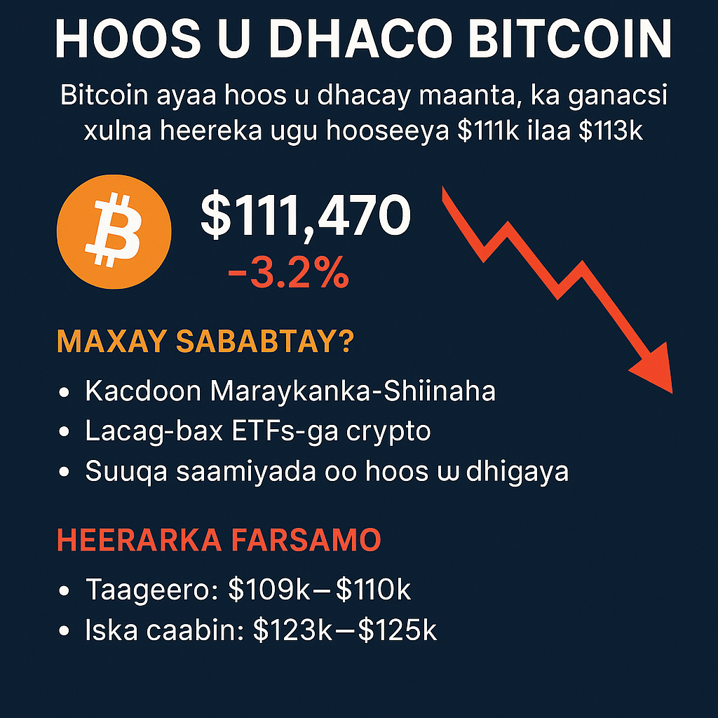 Hoos u dhaca Bitcoin — warbixin kooban (14 Oktobar 2025) Waa